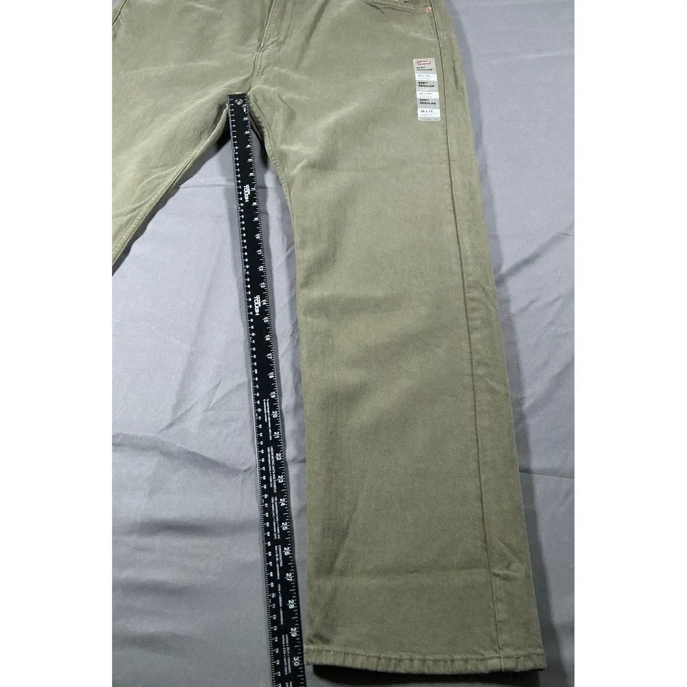 Levis 505 Regular Fit Mens 38x32 Olive Green Eco Ease Straight Leg Pants New